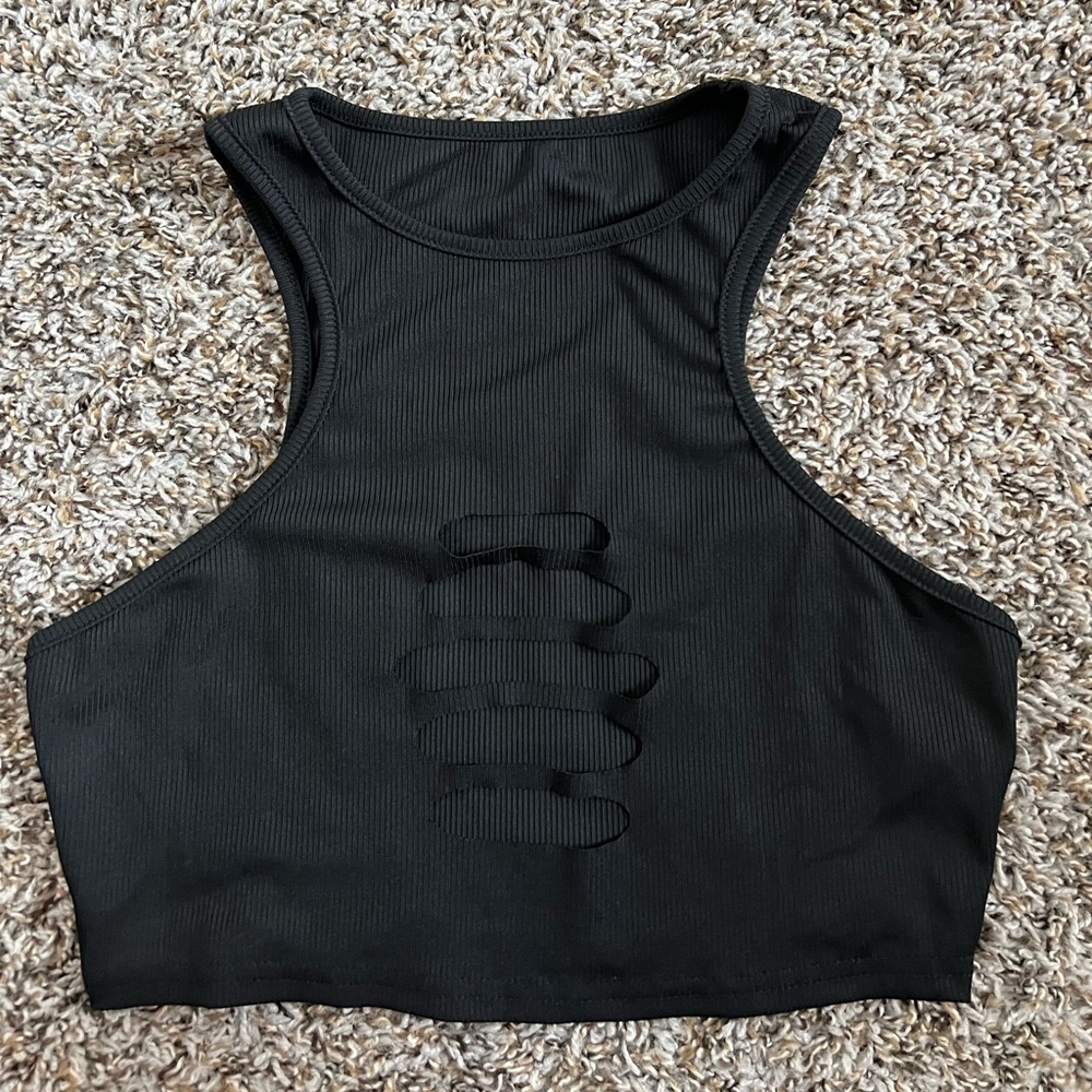 Brand new stretchy black crop top!